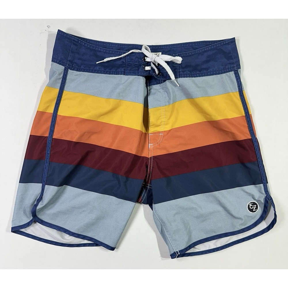 Ezekiel Men's Board Shorts Size 34 Rainbow Stripe Surf Swim Trunks